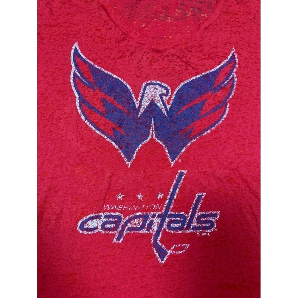 Washington Capitals Womens Red V Neck Glitter Logo T Shirt Pro Size XL - Picture 6 of 10